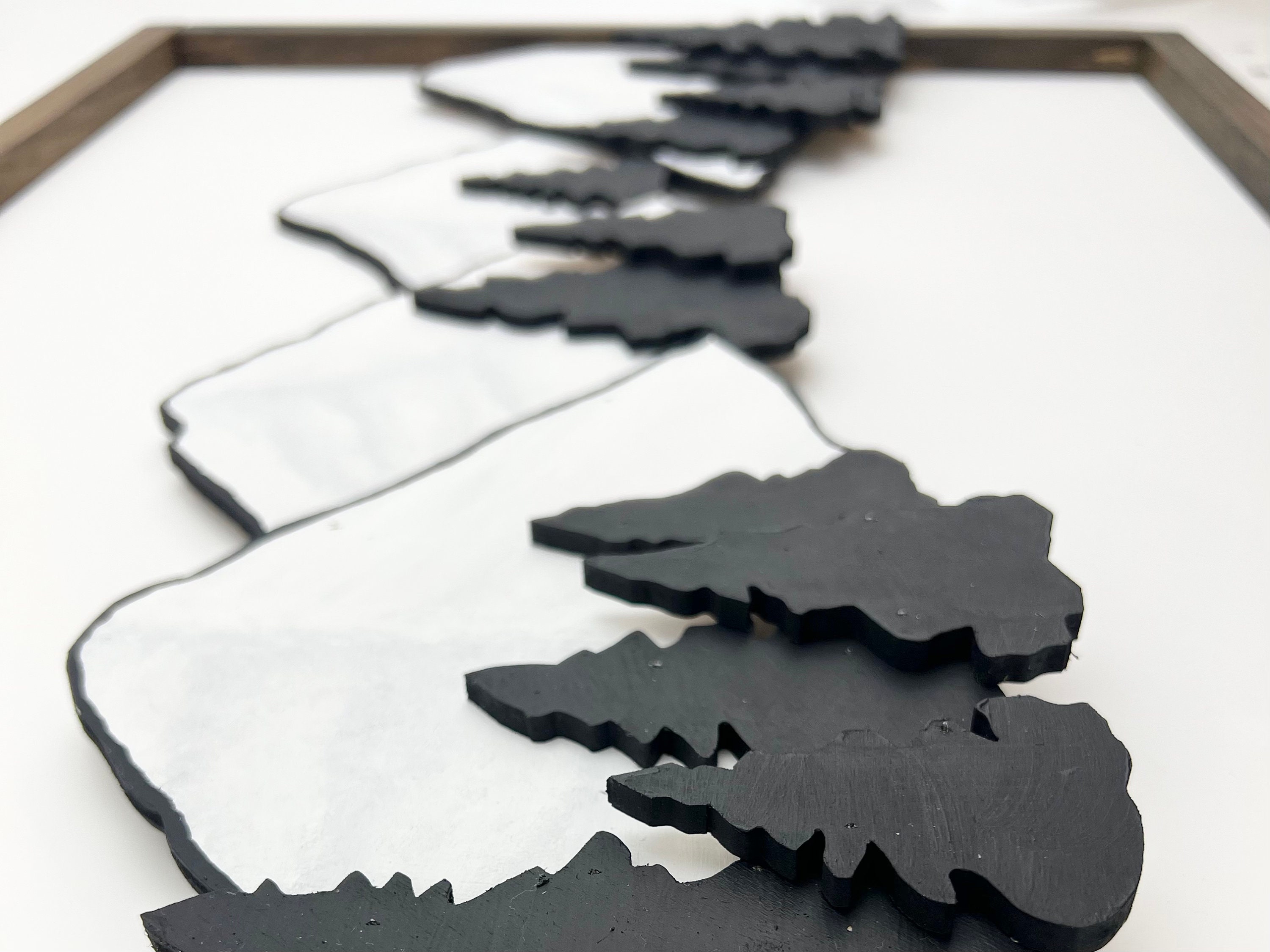 3D Wood Mountain Wall Decor Modern Mountain Wall Art Etsy