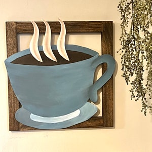 Kitchen Wall Hangings, Coffee Cup Decor, Rustic Coffee cups, Wooden Wall Decor, Coffee, Latte, Mocha, Coffee Art