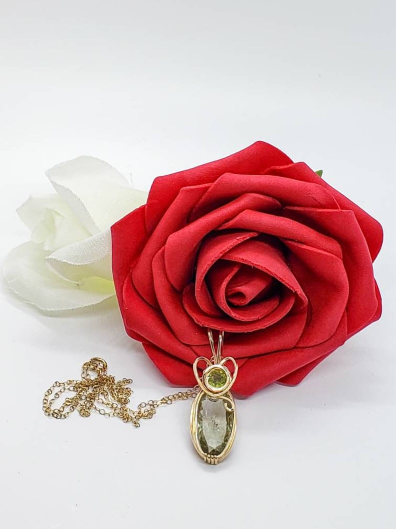 Green Amethyst and Peridot 14k Wire Wrapped Pendant Gemstone Etsy