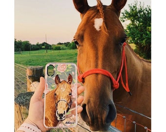 Custom horse phone case, Personalized horse gifts for women, Peony Flower