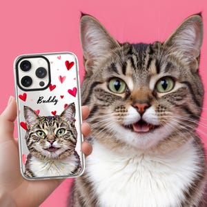 Custom Cat Phone Case, Customized Phone Case With Pets, Dog Phone Case, Pet Lovers Gift, Cat Mom Gift, PETSUS07