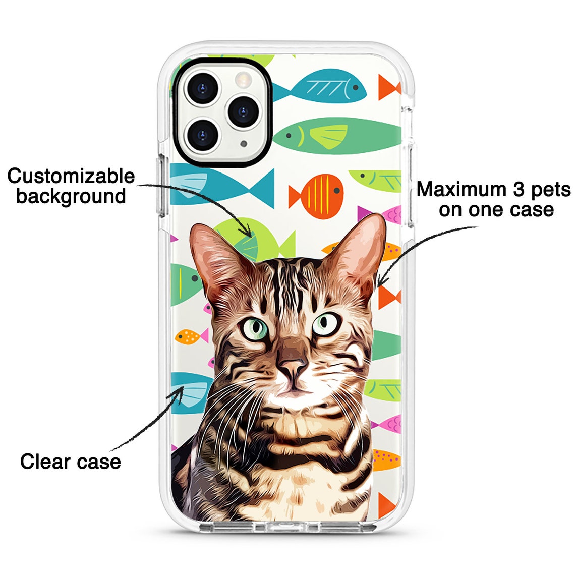 Custom cat phone case Pet phone case Custom cat portrait Etsy