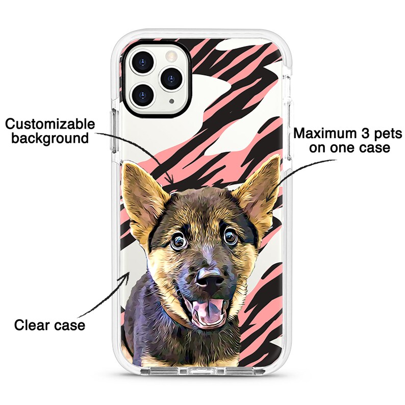 Dog iPhone case Custom dog phone case Pet lovers gift Custom pet illustrated phone case Pet iPhone case Pink Animal Print
