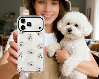 Custom Dog iPhone Case, Personalized Pet Photo Phone Case, Pet Clear Protective Cover, Gift for Dog Mom and Dad, Bichon Dog Owner Gift, HD01
