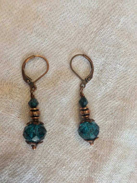 Copper Dangle Bead Earrings, Gifts for Women, Vintage Jewelry, Bronze, Gold, Rose, Christmas, Birthday, Gift, Bridgerton, Regency, Era