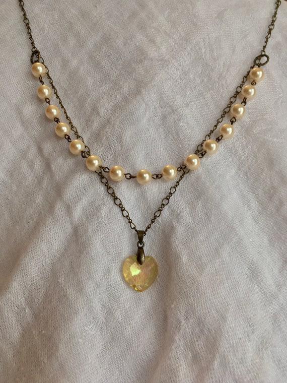 Pearl and Heart Necklace, Gifts for Women, Vintage Jewelry Ascetic, Costume, Bridgerton, Christmas, Birthday, Gift, For Her