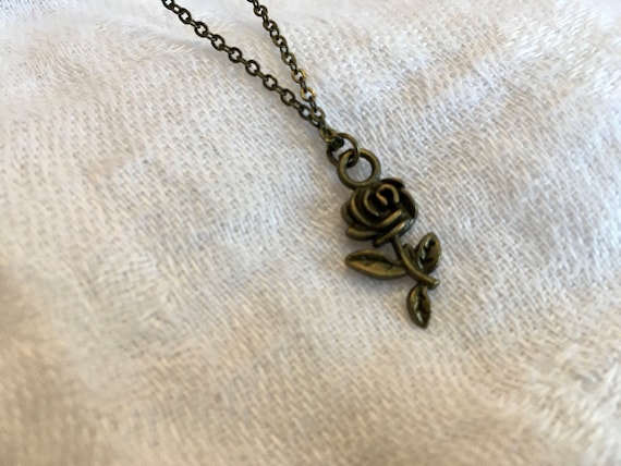 Dainty Rose Necklace, Gifts for Women, Vintage Jewelry Ascetic, Bronze, Gold, Rose, Copper, Halloween, Christmas, Birthday, Gift, Bridgerton