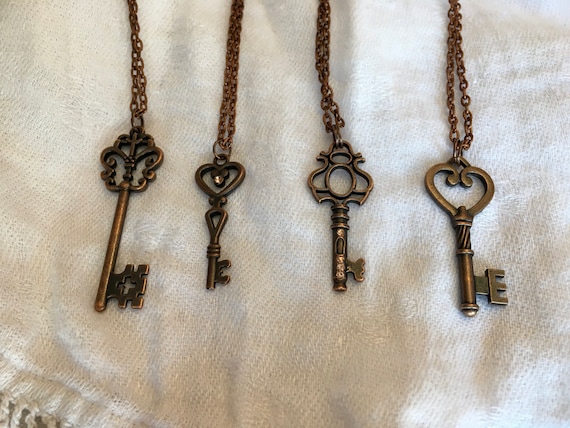 Antique Mystery Key, Group 2, Gift, Gifts for Women,, Antique, Bronze, Gold, Rose, Copper, Graduation, Dainty, Gifts, For her,