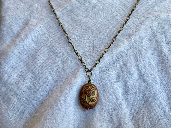 Flower Charm Necklace, Gift, Gift for Woman, Vintage, Classic, Bronze, Gold, Rose, Copper, Halloween,  Christmas, Birthday, Gift
