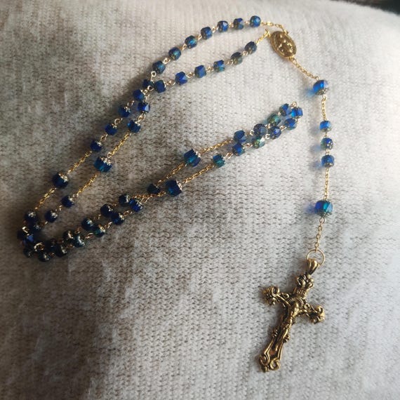 Czech Glass Cathedral Bead Rosary