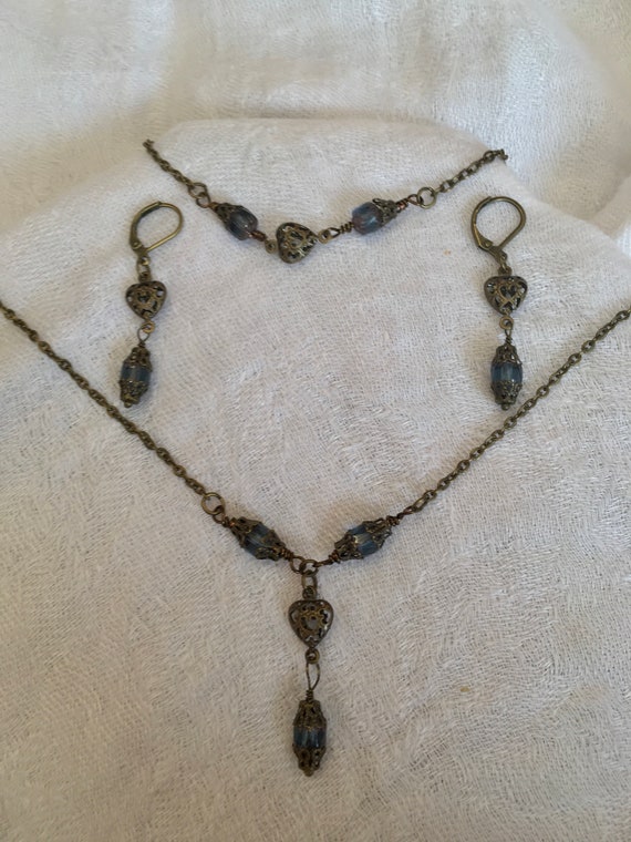 Cathedral Hearts Set, Gifts for Women, Vintage Jewelry Ascetic, Bronze, Copper, Costume, Bridgerton, Christmas, Birthday, Gift, For Her
