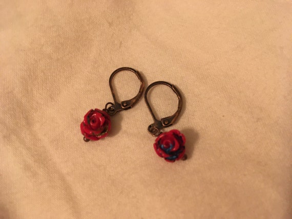 Rose Bead Earrings, Gifts for Women, Vintage Jewelry, Bronze, Gold, Rose, Copper, Christmas, Birthday, Gift, Bridgerton, Regency, Era