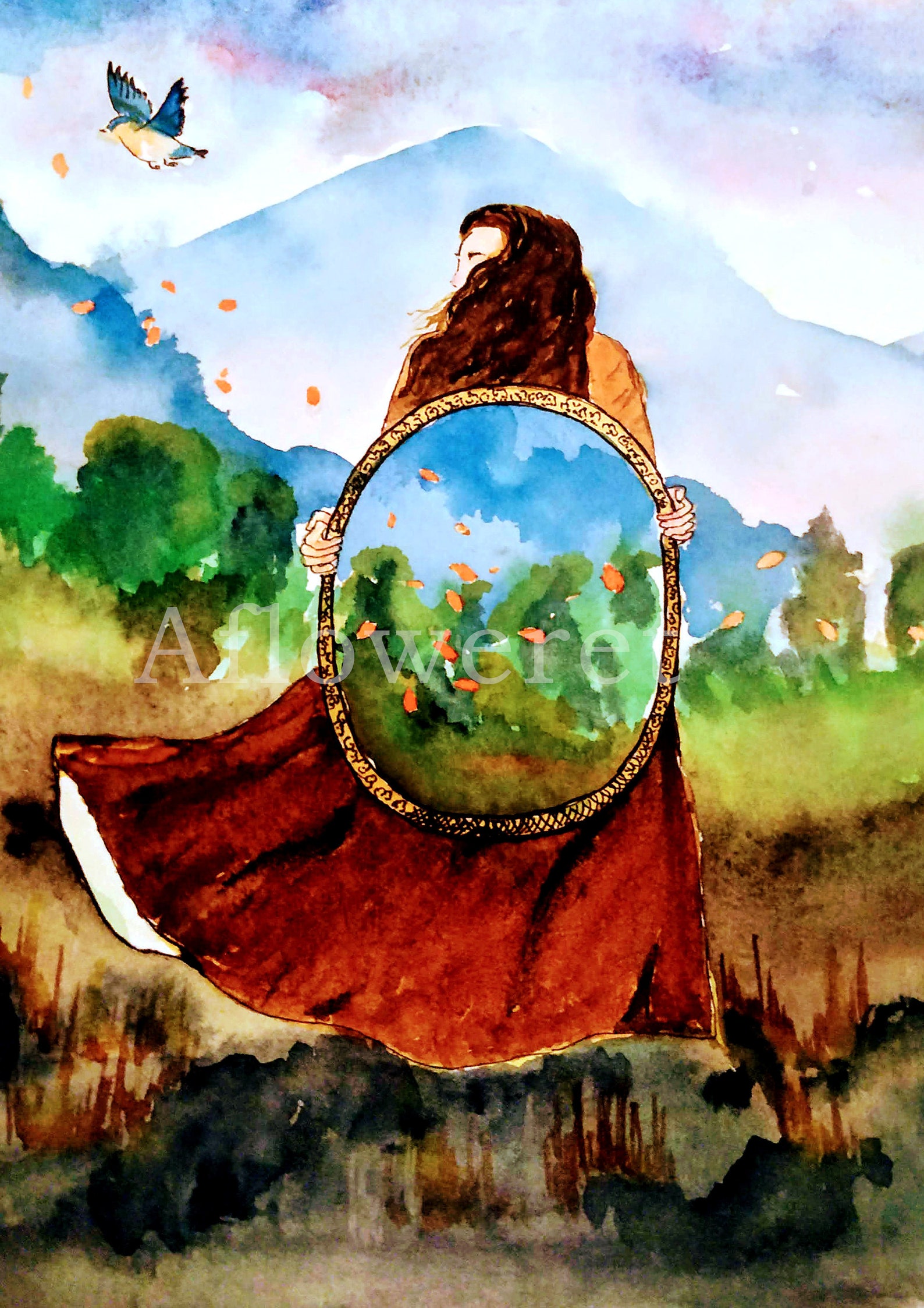 Reflect Art Print Reflect within yourself Watercolour Etsy