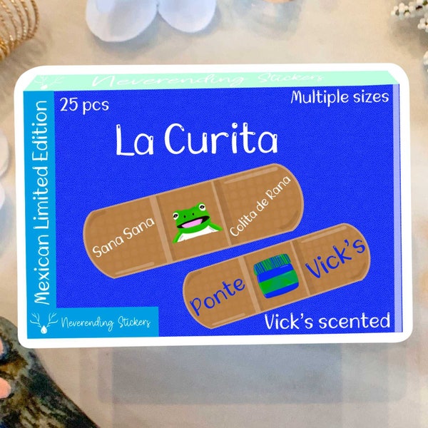 Neverending Stickers - La Curita Mexican Band Aids - Vinyl Sticker Or Magnet - 2.5x3.5in