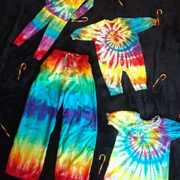 Family Tie Dyed Loungewear, matching family pajamas, Christmas pajamas, holiday family pajamas