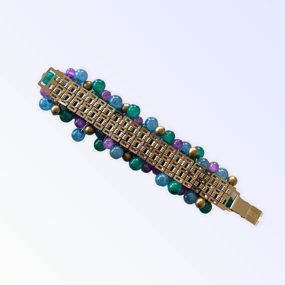 Vintage Blue, green, purple and gold ball Bracele… - image 3