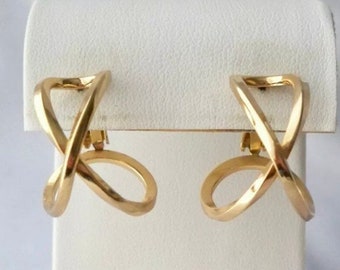 Vintage Napier Gold Tone Hoop Earrings Clip ON