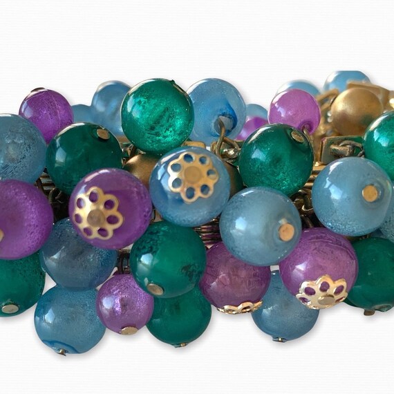 Vintage Blue, green, purple and gold ball Bracele… - image 1