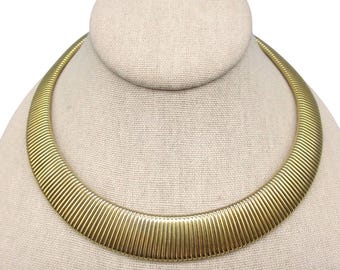 Vintage Gold Tone Omega Choker Necklace | 18 Inch Collar