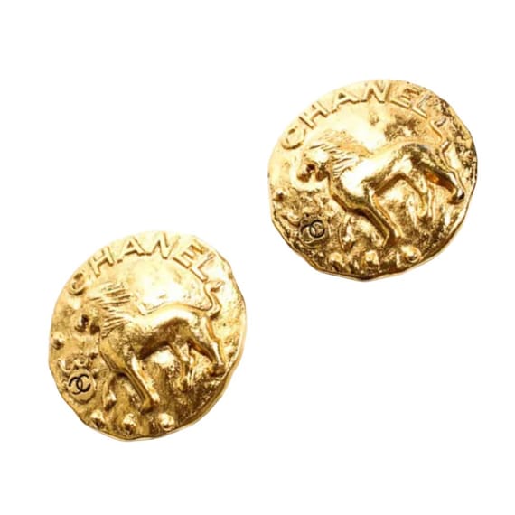 Chanel 1989 Gold Medallion Clip-on Earrings · INTO