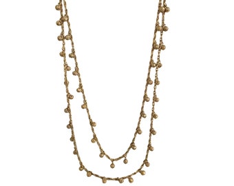 Vintage Napier Long Gold Tone Filigree Beaded Balls Necklace | Gold Necklace | Napier Necklace | Flapper Necklace