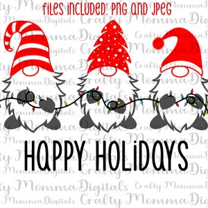 Digital PNG and JPEG File - Holiday Gnomes - Sublimation Design- Instant Download