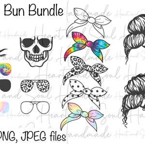 Digital PNG and JPEG Files - Messy Bun Bundle - Sublimation Design- Instant Download