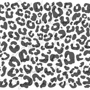 Puede incluir: Un patrón repetido de manchas de leopardo gris oscuro sobre un fondo blanco. Las palabras "Heart and Soul Handmade" están escritas en cursiva en la imagen.