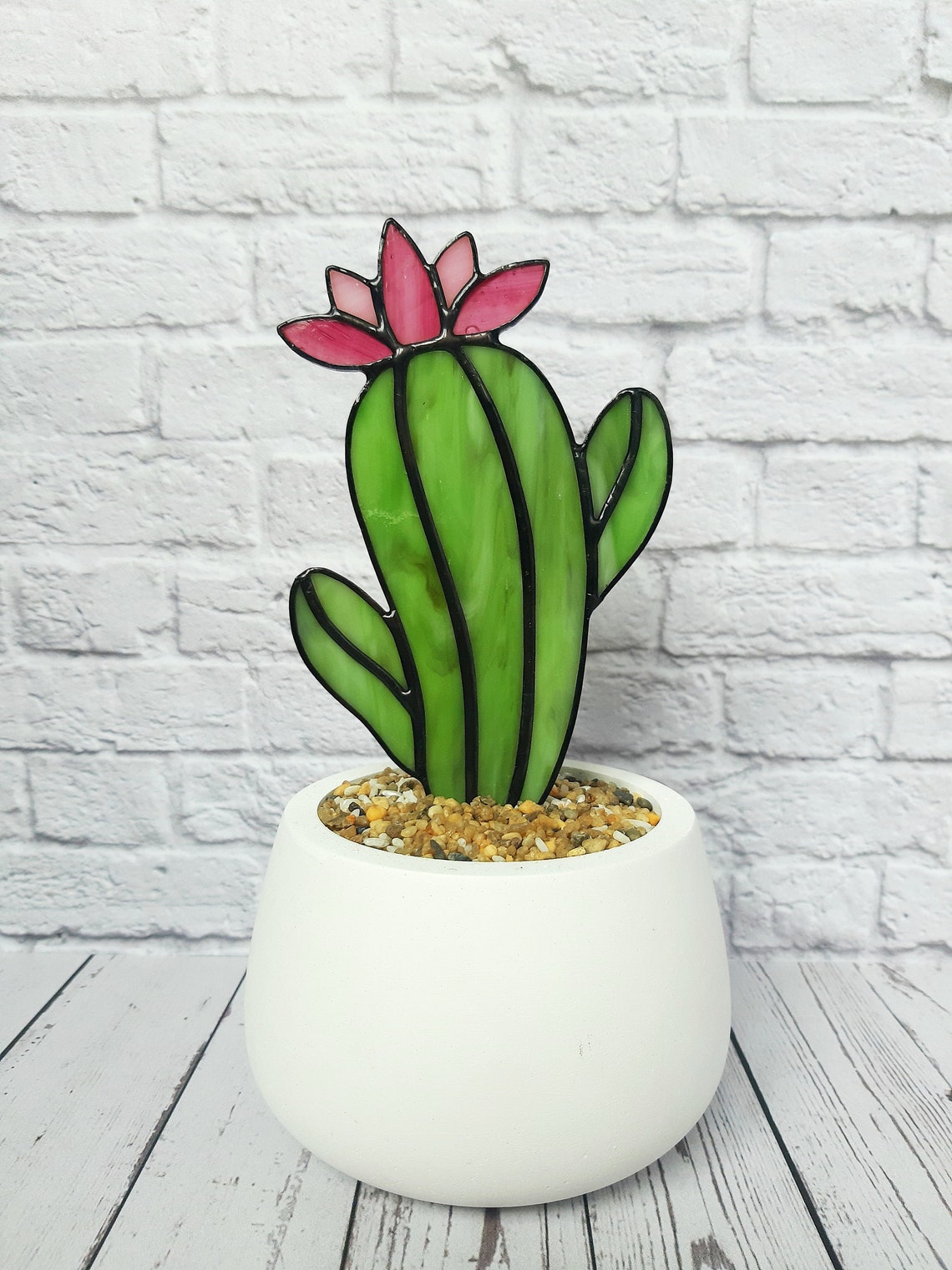 Digital Download Stained Glass PDF Pattern Blooming Cactus Etsy