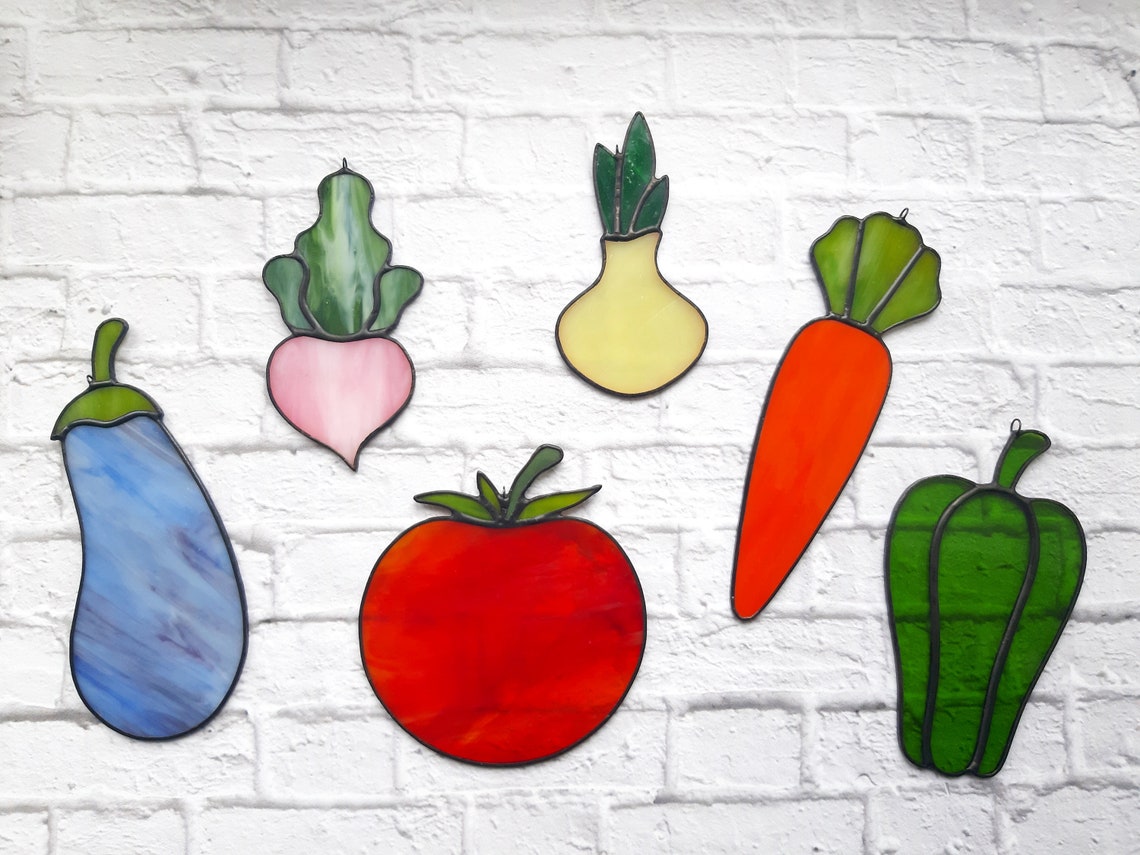 Digital Download Stained Glass Patterns Vegetable Mix Etsy