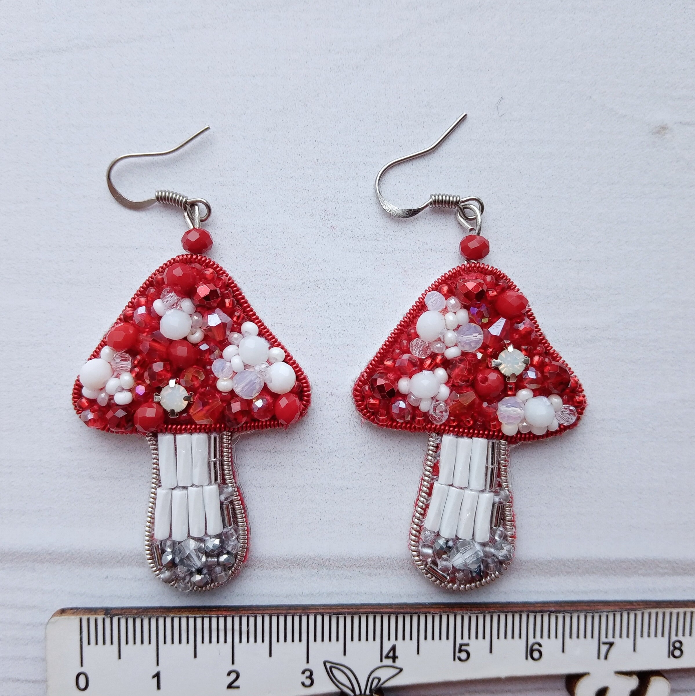 Halloween earrings Mushroom earrings Weird earrings Crystal Etsy