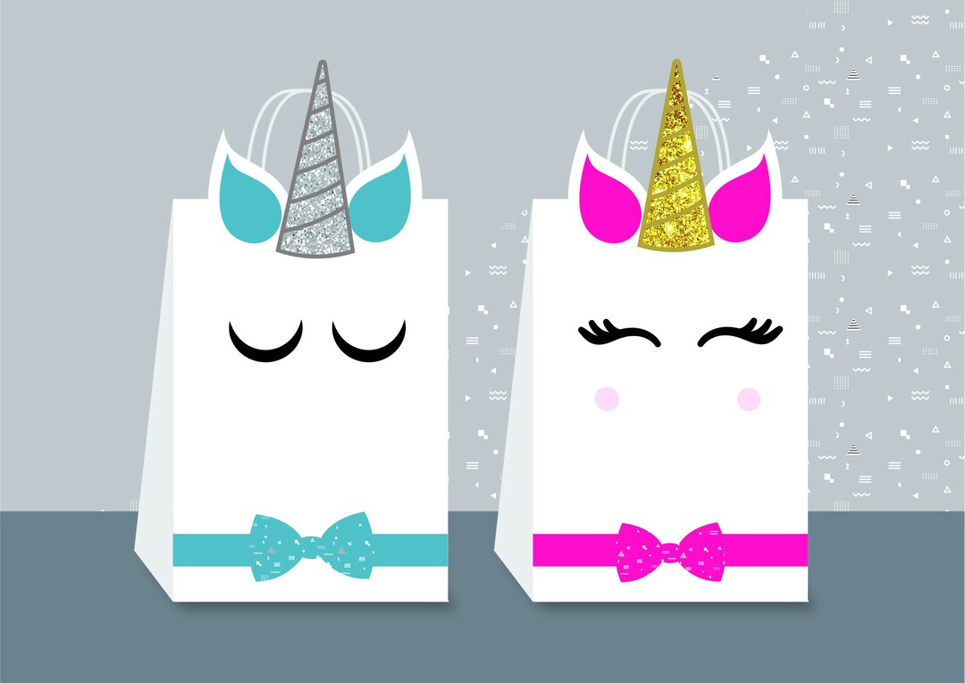 Unicorn DIY Gift Bag Templateparty Printable Bags Unicorn Etsy