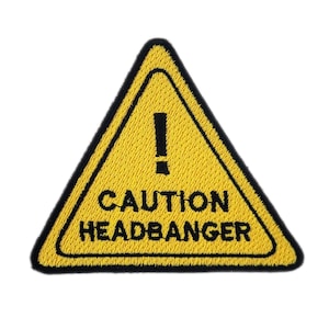 Caution Headbanger - EDM/Rave Embroidered Patch | Iron-On Applique