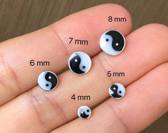 925 Sterling Silver Yin Yang Stud Earrings, Hypoallergenic Symbol Studs