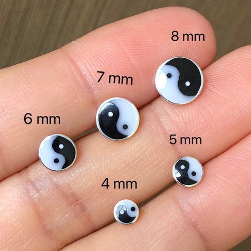 925 Sterling Silver Yin Yang Stud Earrings Yin Yang Earrings Etsy