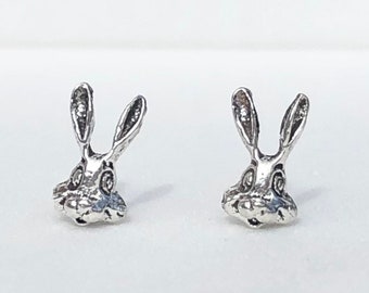 925 Sterling silver rabbit stud earrings, rabbit earrings, rabbit studs, rabbit head, bunny earrings, Easter rabbit, Easter gift, kid studs