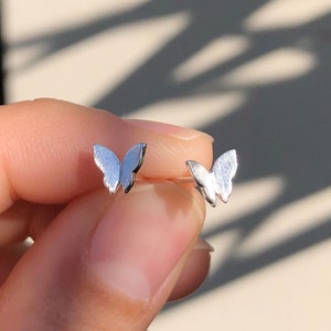 Sterling silver butterfly stud earrings, tiny butterfly earrings, butterfly studs, silver butterfly, animal studs, kid earrings, gift, lgbt