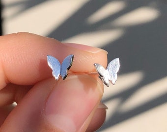 Sterling silver butterfly stud earrings, tiny butterfly earrings, butterfly studs, silver butterfly, animal studs, kid earrings, gift, lgbt