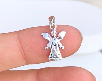 925 sterling silver angel pendant, angel necklace, silver angel pendant, small angel necklace, angel gift, kid pendant angel