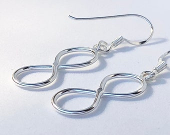 Pendientes colgantes de infinito en plata de ley 925, pendientes de infinito, pendientes con símbolo de infinito, pendientes de amor, pendientes colgantes, regalo de infinito