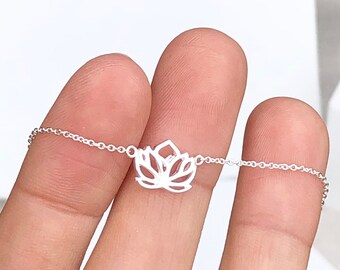 925 Sterling silver lotus flower necklace, lotus necklace, lotus charm necklace, tiny lotus necklace, flower necklace, lotus gift