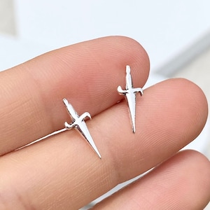 925 sterling silver sword stud earrings, sword earrings, sword studs, short sword, silver sword earrings, tiny sword, small sword, men gift