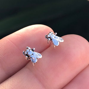 925 Sterling silver fly stud earrings, fly earrings, silver fly, fly studs, bee earrings, small fly, animal earrings, bug earrings, lady bug