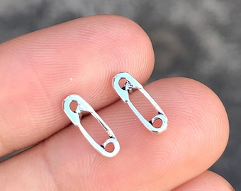 Pendientes de plata de ley 925 con imperdible, estilo punk.