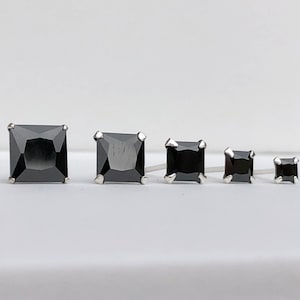 Black stone CZ stud earrings, black cz earrings, cz ear studs, cubic zirconia earrings, crystal earrings, men earrings, men studs, men gift