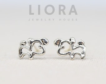 925 Sterling Silver Puppy Stud Earrings, Dog Lover Gift