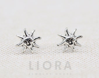 925 sterling Silver Sun Stud Earrings, Sun Earrings, Sun Studs, Smile Sun Earrings, Sun Jewellery, Kid Earrings