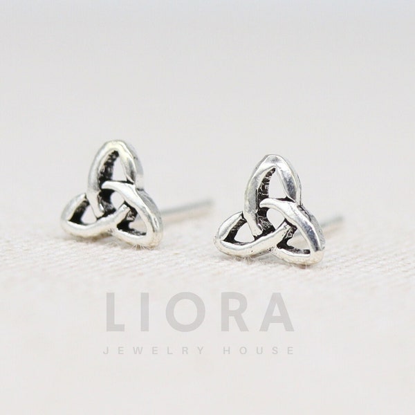 925 Sterling Silver Triangle Celtic Knot Stud Earrings, Celtic Knot Earrings, Celtic Knot Studs, Triangle Earrings