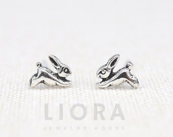 925 Sterling Silver Rabbit Stud Earrings, Rabbit Earrings, Small Rabbit Earrings, Rabbit Gift, Easter Rabbit