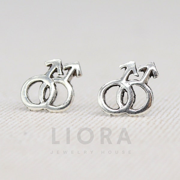 925 Sterling Silver Male Homosexuality Symbol Earrings, Male Symbol Earrings, Male earrings, Male sign, Gender Studs, Gay, Pride